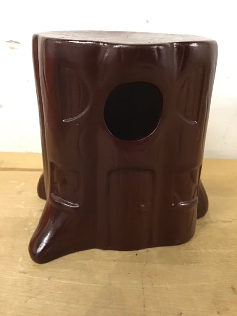 5" Brown Pottery Tree Trunk Bird House