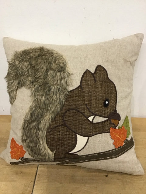 17" Squirrel W/Acorn Down Filled Pillow