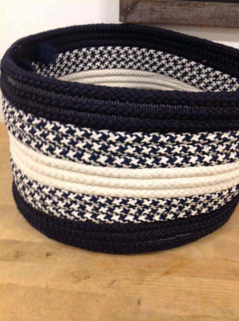 Basket- 17" Blue & White Knitted Rope