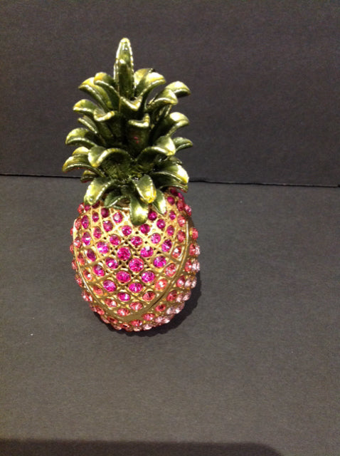 5" Gold Pineapple Trinket Box w/Crystals