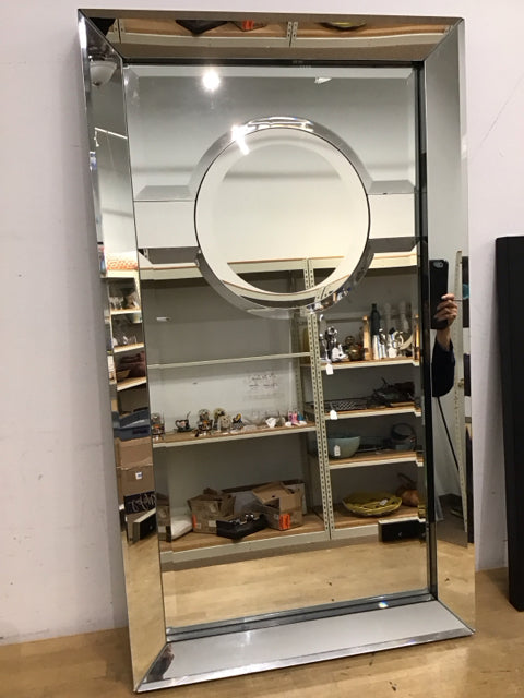 42"x24" Decorative Rectangle Circular Inset Mirror