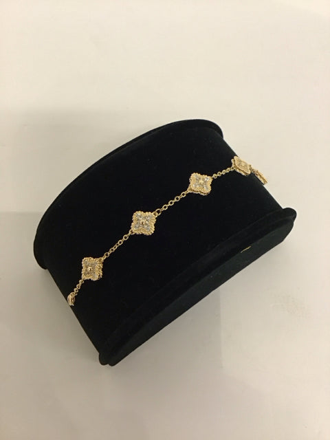 Van Cleef Style Gold/Pave Bracelet