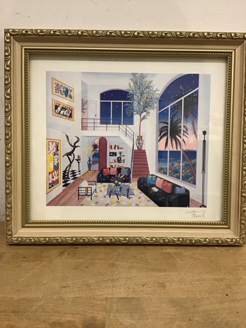 13.6x11" 21"x16.5" "Interior With Three Matisse" By Fanch Ledan Signed