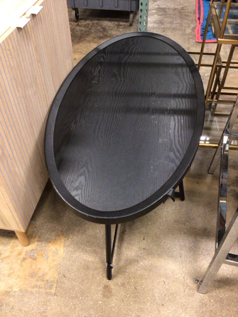 48" Black Wood Oval Coffee Table
