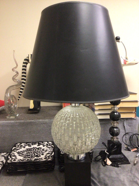 Round Glass Ball Table Lamp W/Shade