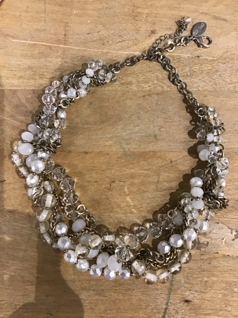 Silver & White Beaded Choker