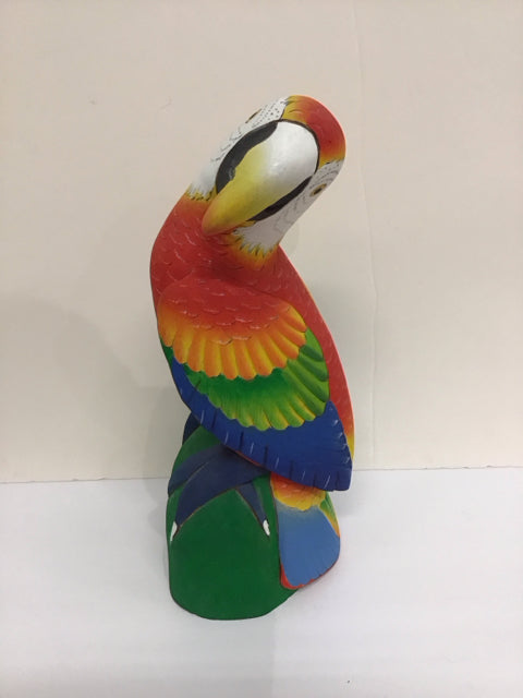 17" Painted Wood Parrot