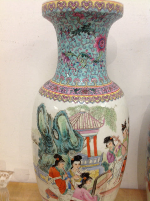 - 23" Porcelian Asian Scene Vase