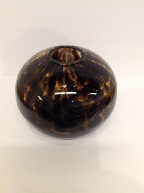 8" Art Deco Rd Brown/Clear Glass Vase