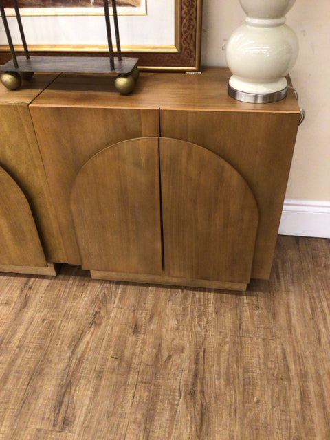 31.5" X 30.6" Nathan James Wood Mid-Century Arched Storage Cabinet Light Brown