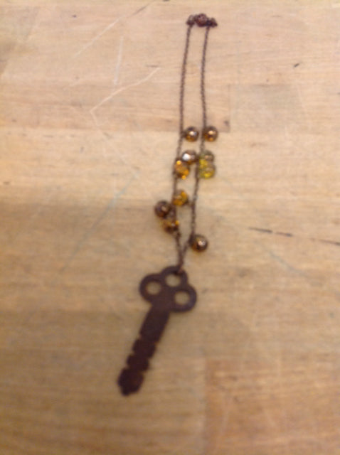 Necklace- Amber Beaded Cross Pendent