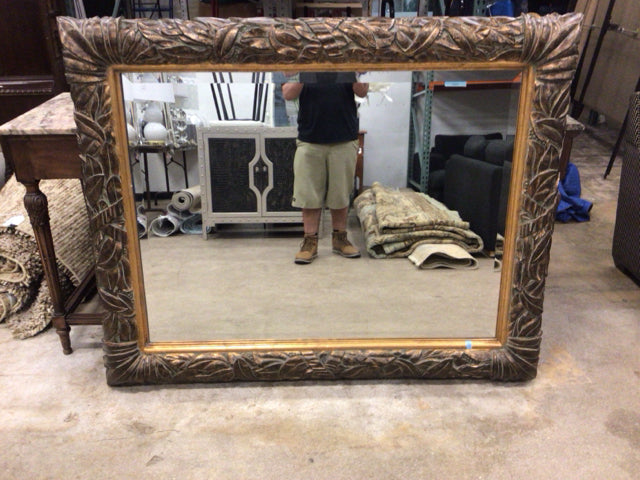 60" X 47 1/2" Gold Leaf Framed Beveled Mirror