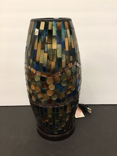 13" Cylindrical Multicolor Mosaic Lamp