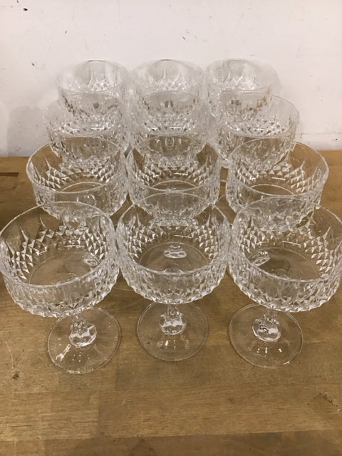 Set Of 12 Cut Glass Sherbert/Champagne Glasses