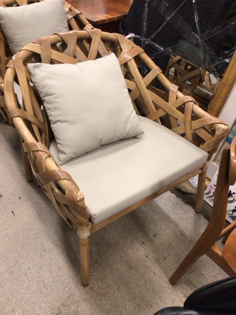 AS-IS Rattan Chair W/Pillow (Spot On Cushion)