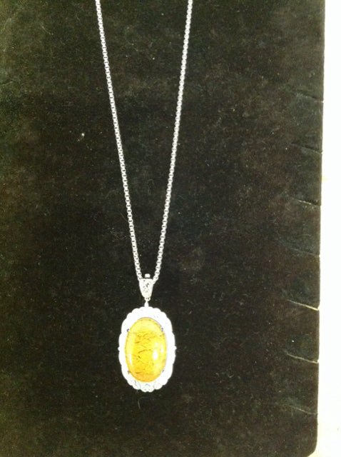 Silver Necklace w/Stone Pendant