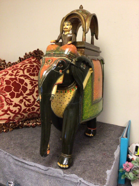 Painted Wood Elephant