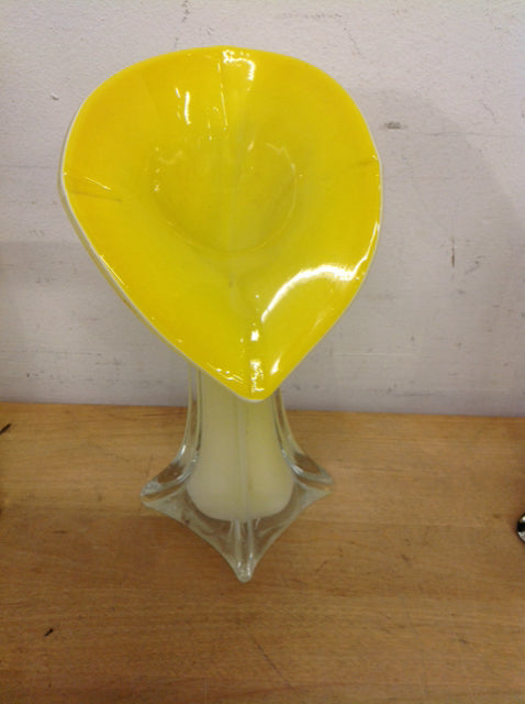 Vase- 9" Yellow Art Glass