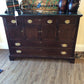 Craftique Mahogany Side Board W/Glas Top & Keys