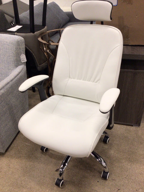 White Bonded Leather Swivel Desk Chair