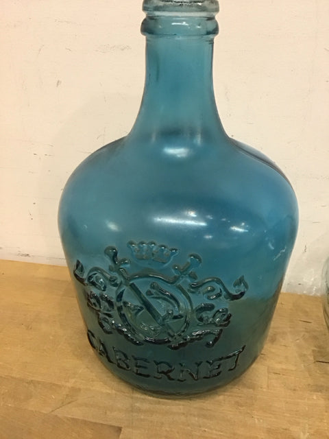 17" Blue Glass Wine Jug