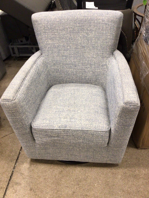 Light Blue/Cream Fabric Swivel Arm Chair