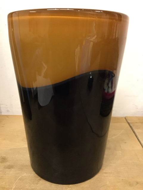 10" Brown & Beige Glass Vase