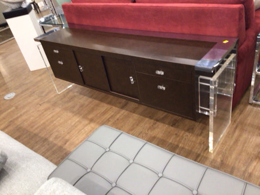 Wood Four Drawer Slidling Door Acrylic Leg Credenza