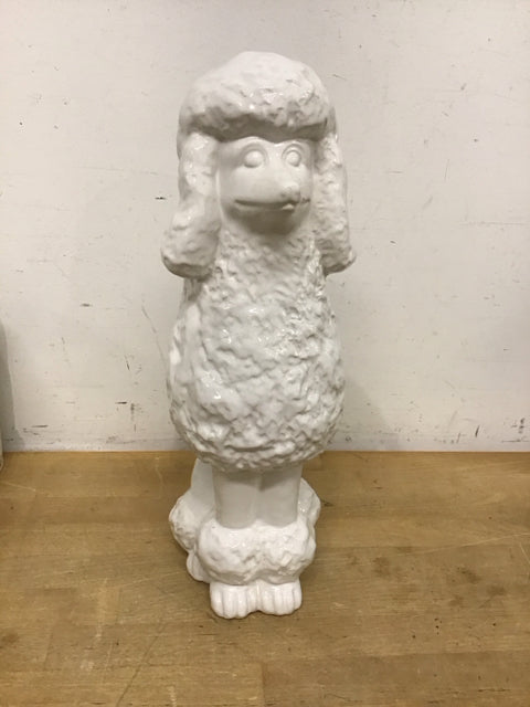 16.5" White Ceramic Poodle Sculpture