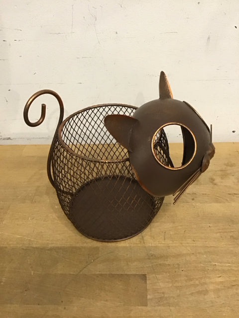 8" Cat Copper Colored Metal Basket