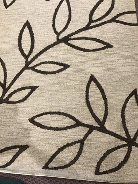 7'10"x4'10" Sage W/Brown Leaves Rug