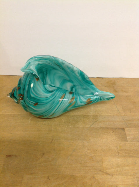 Art Deco Green Glass Conch Shell
