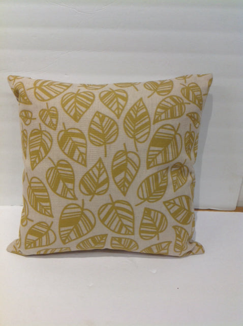 Tan Linen Pillow w/Leaves Pillow