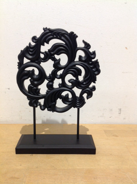 Mounted Black Resin Medallion w/Base