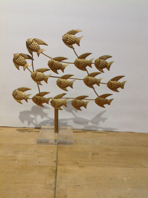 15" Gold Metal School of Fish Sculpture