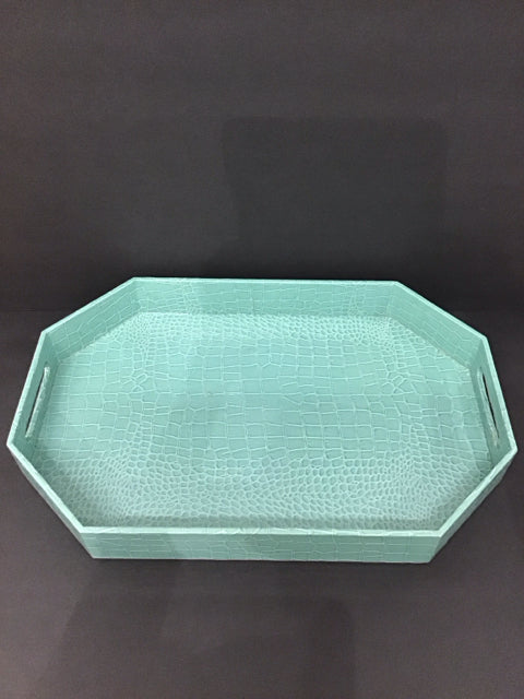 19" Green Leather Alligator Tray