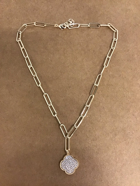 Van Cleef Like Goldtone Paperclip Paive Necklace