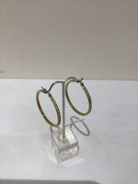 Gold/Pave Hoop Earrings