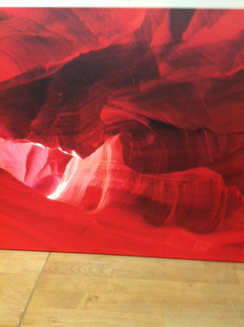 20" X 60" Red Abstract Canvas