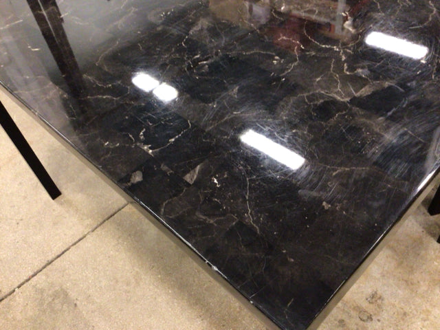 AS-IS Macys Streamdale Noyes Metal Faux Marble Dining Table(Surface Scratches)
