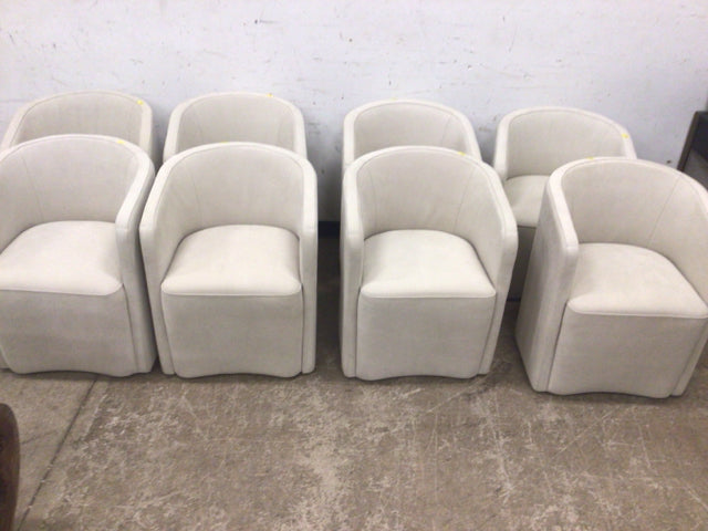 Set Of 8 RH Aurelie Barrelback Leather Dining Armchairs