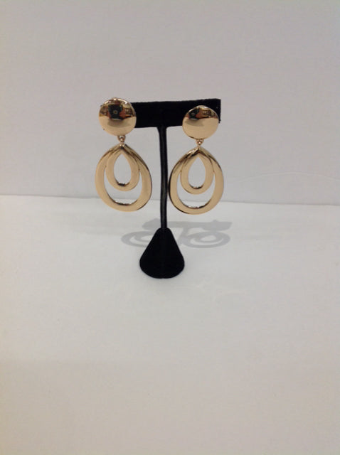 Gold Metal Double Ring Earrings