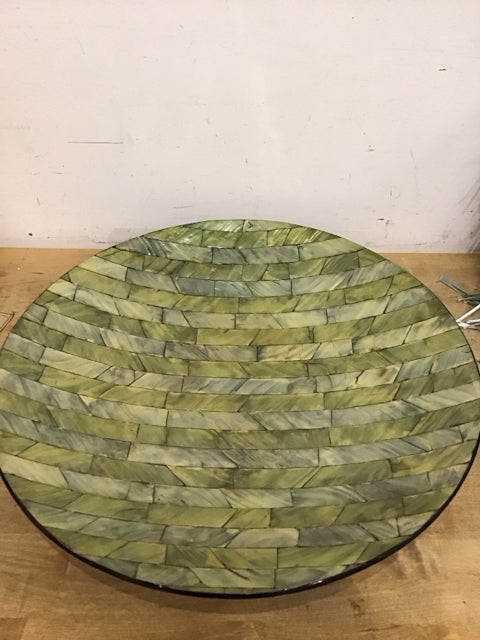 20" Round Gray/Green MOP Bamboo Bowl