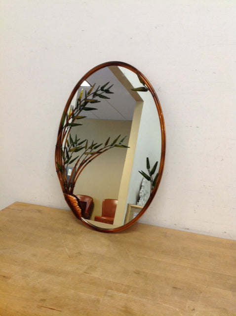 27"x19" Oval Mirror w/Bamboo Style Metal Frame