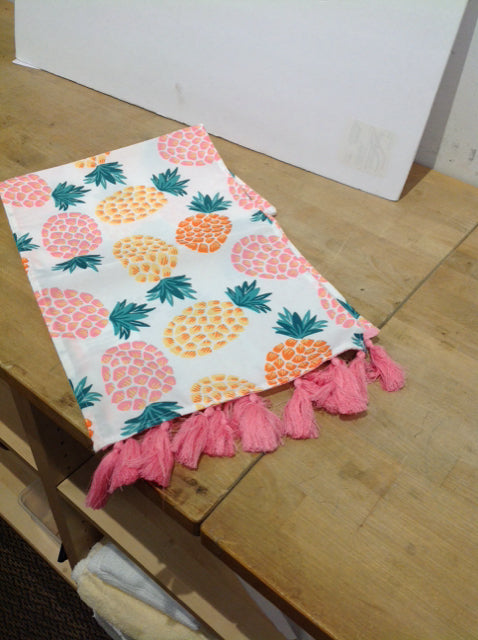 Colorful Pineapple Runner w/Pink Tassels