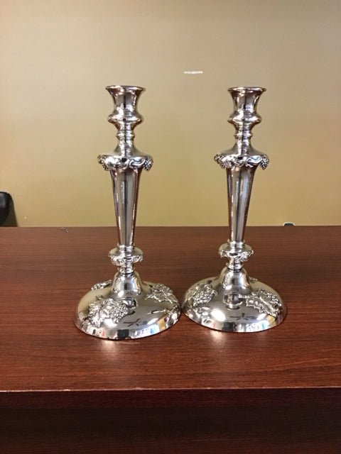 Pair Of 10" Oranate Grape Cluster Candle Holders