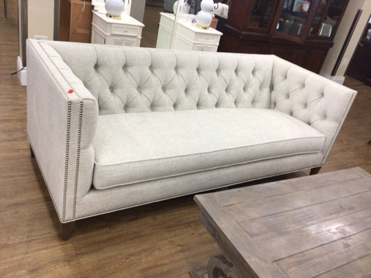 Lexington Grey Button Tufted Fabric Sofa