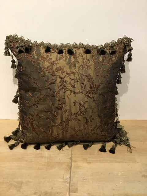 Michael Amini Brown Decorative Pillow w/Tassels