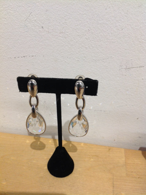 Earrings- Swarovski Silver Drop Clip On