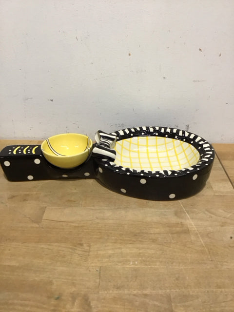 17" Ceramic Tennis Racket & Ball Serving Tray